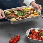 Bandeja De Cocción De Acero Inoxidable De Alta Calidad Con Tapa (33*19*5,5 cm)