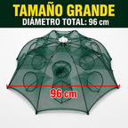 🐠Red trampa de pesca plegable 96 cm | Múltiples entradas | Para agua dulce