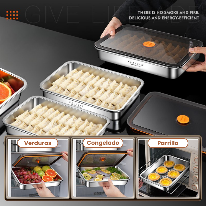 Recipiente hermético multifuncional en acero inoxidable 316 (22x15x6 cm)