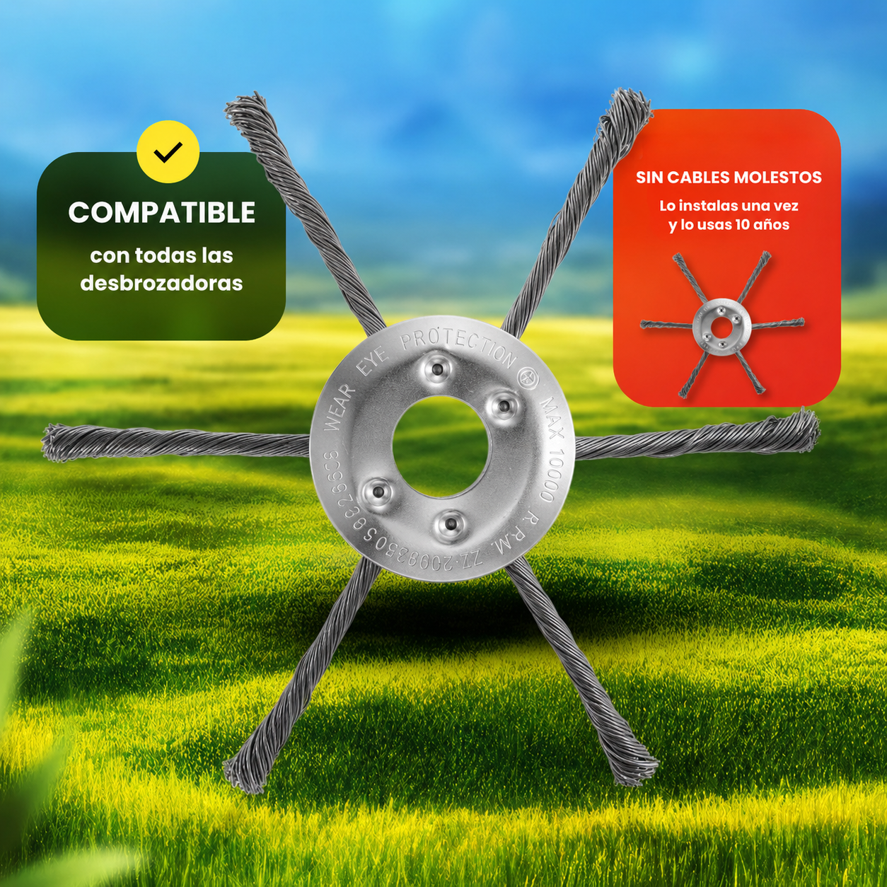 💥Descuento Del 70% | Cabezal De Cortacésped Con 6 Hojas De Acero Manganeso Inoxidable