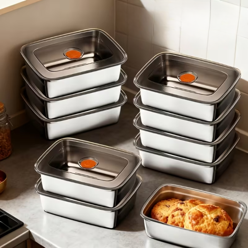 🇪🇸 (6 +🎁3 GRATIS) Caja para alimentos de acero inoxidable 316