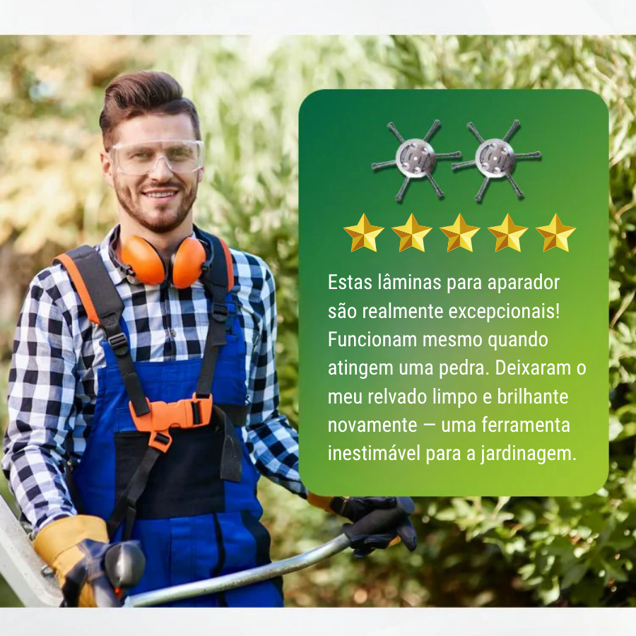 🇵🇹 A cabeça do cortador de relva possui 6 lâminas em aço inoxidável (Acessórios incluídos)