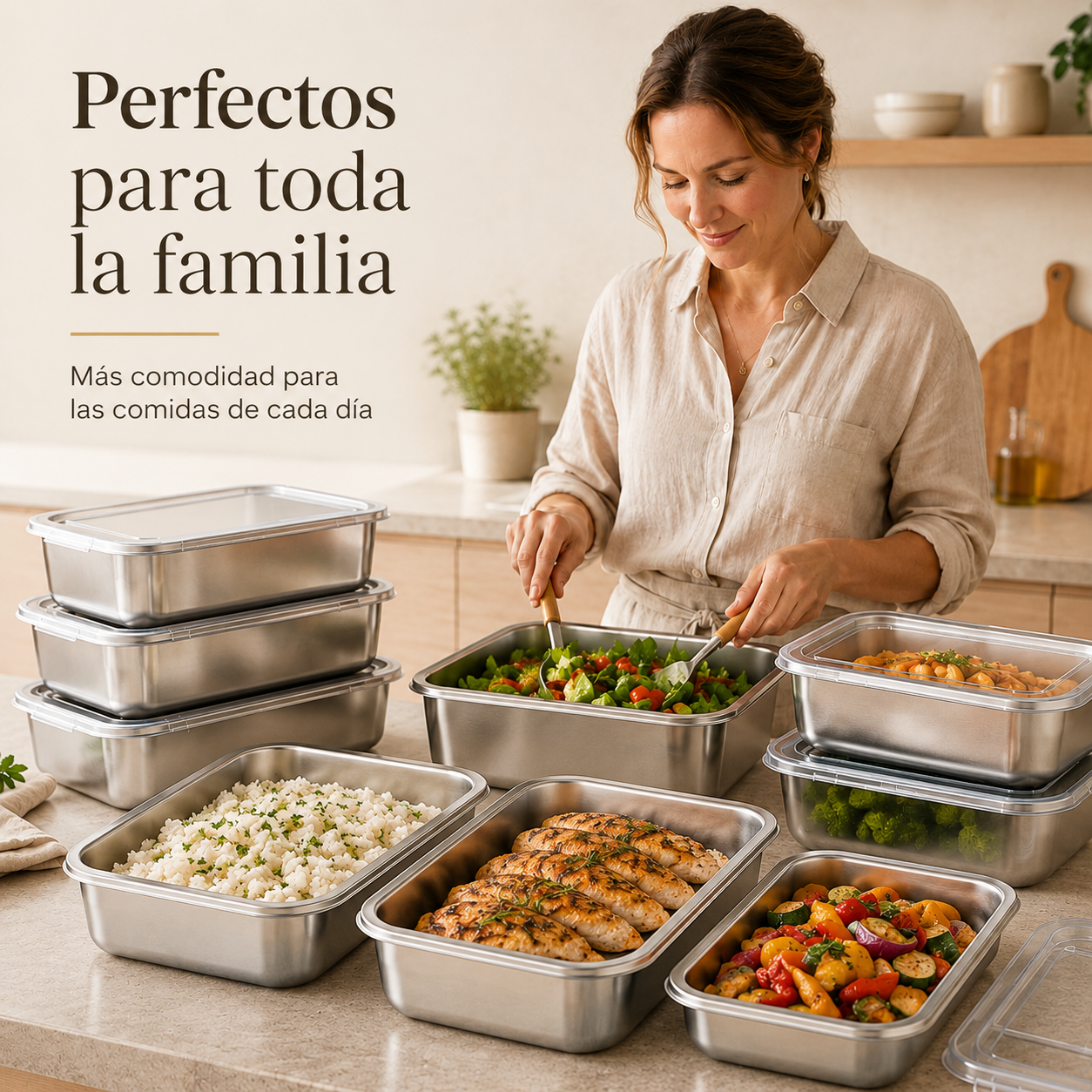 Set Tuppers Herméticos — Acero Inoxidable Alemán
