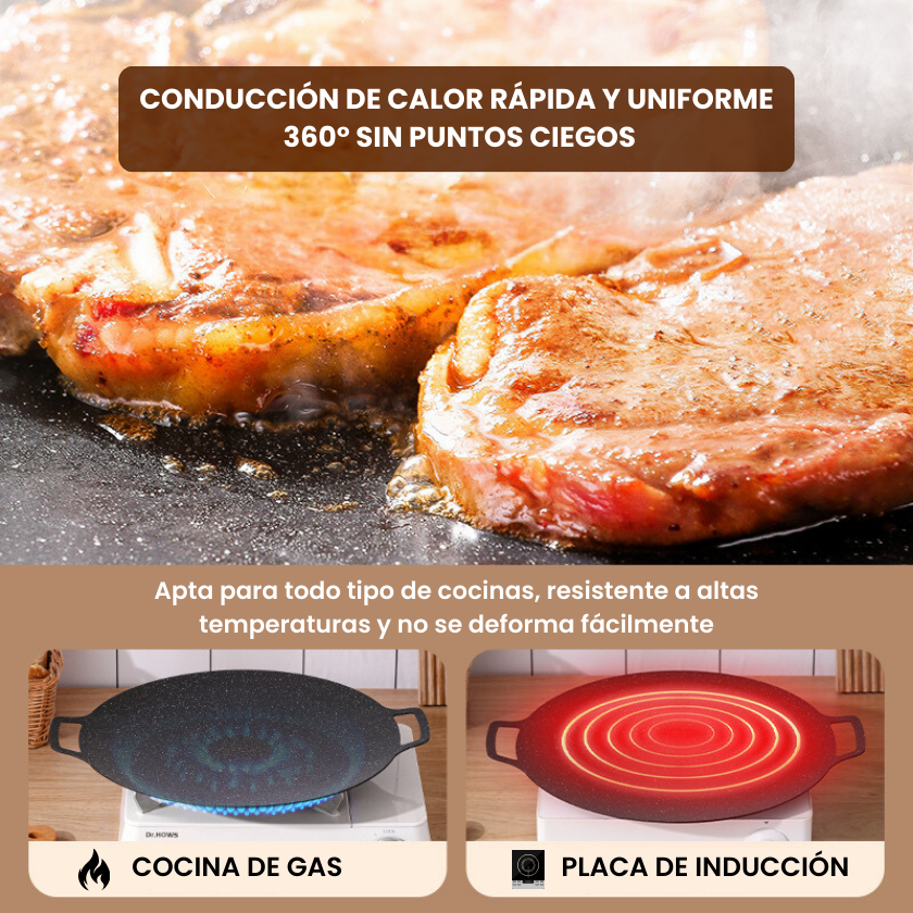 🇪🇸 Sartén de piedra Maifan antiadherente de 6 capas compatible con inducción IH