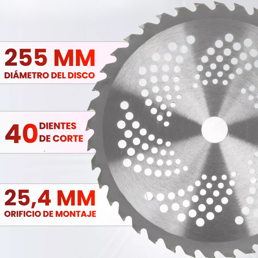 🇪🇸 Disco de corte de césped especializado, 40 dientes de carburo de tungsteno (incluye accesorios)