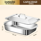 Bandeja De Cocción De Acero Inoxidable De Alta Calidad Con Tapa (33*19*5,5 cm)