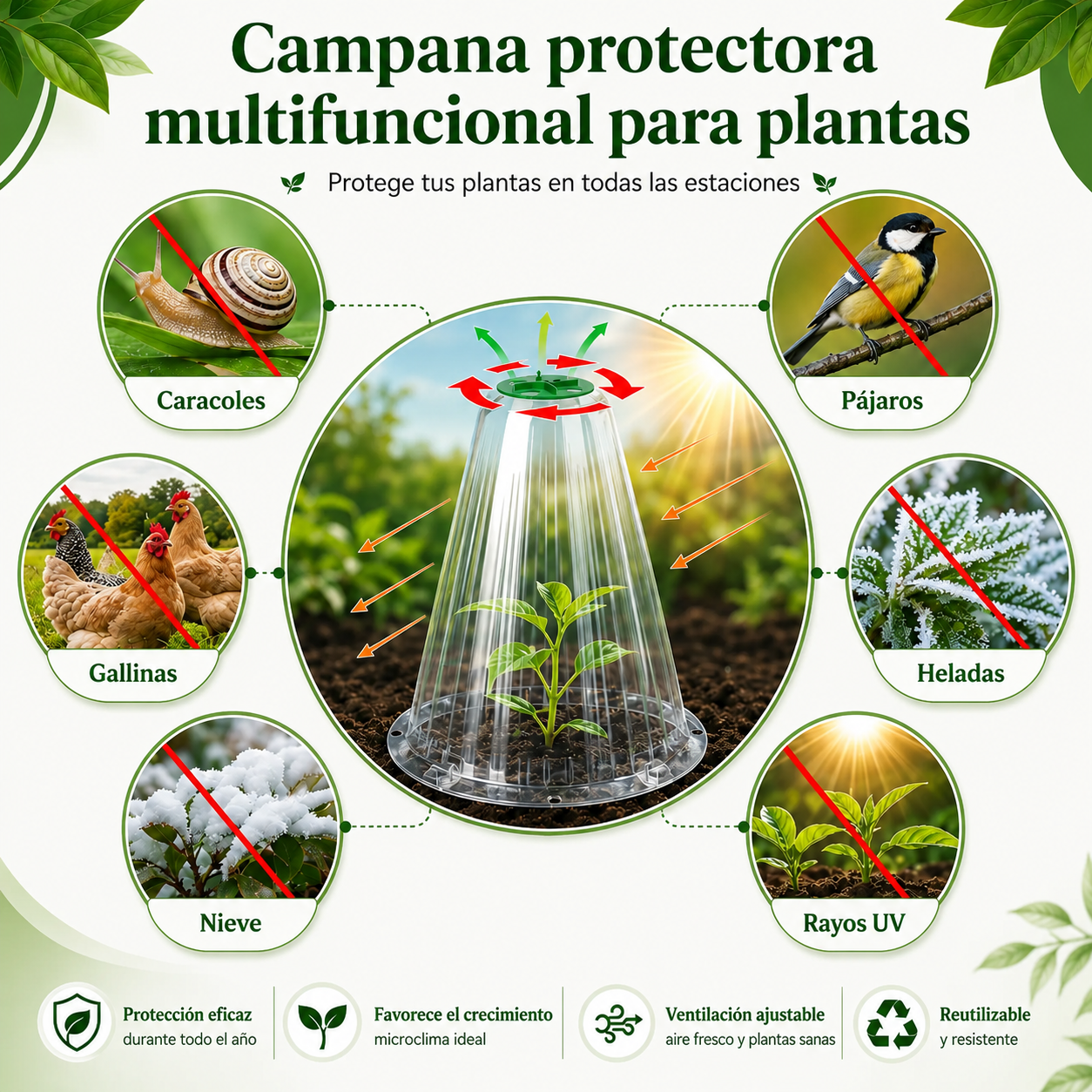 🌱 Cubierta Protectora para Plantas – Reutilizable y Fácil de Instalar