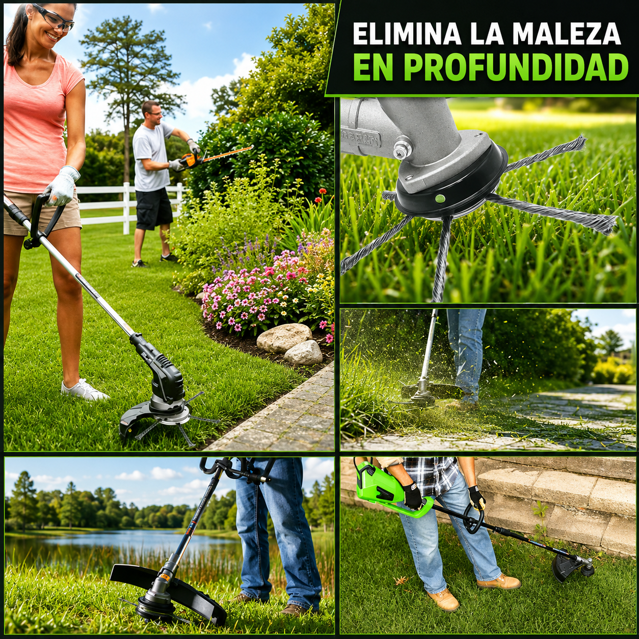 🇪🇸 Cabezal De Desbrozadora Con 6 Cuchillas De Acero Trenzado