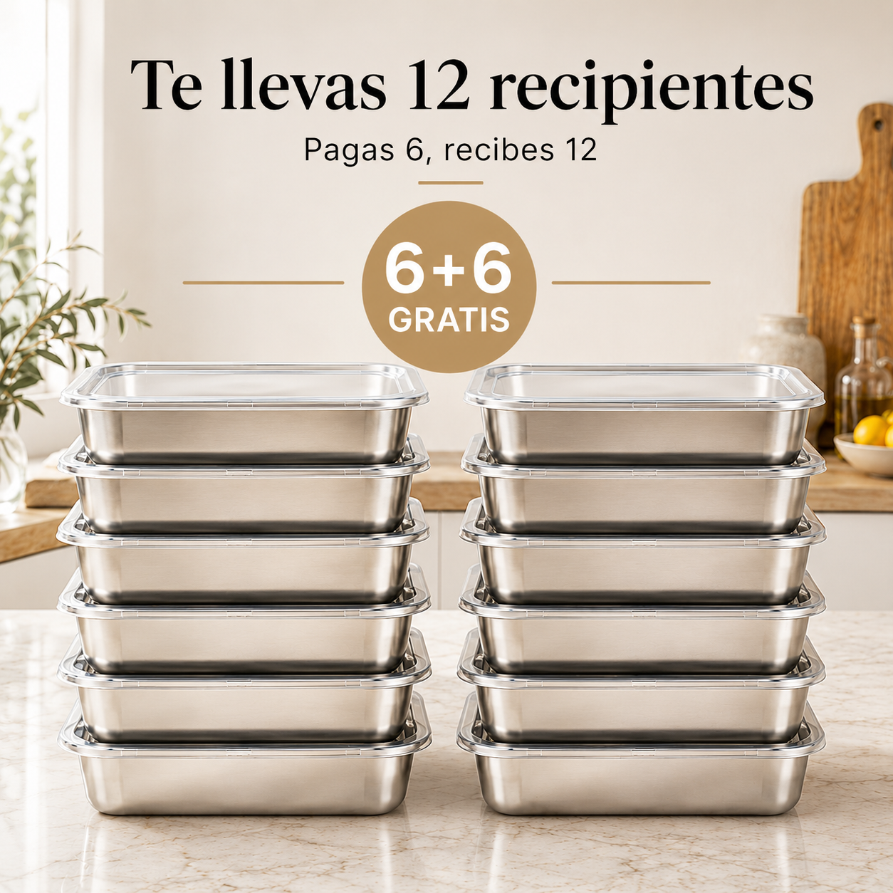 Set Tuppers Herméticos — Acero Inoxidable Alemán