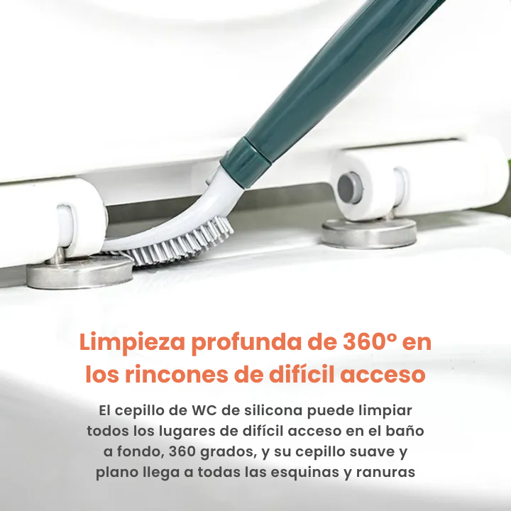 Cepillo de Silicona Flexible para Inodoro con Mango Largo y Colgante de Pared sin Perforación para el Hogar (LG)