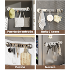 Soportes de acero inoxidable con 5 ganchos, cómodos y capaces de soportar hasta 20 kg