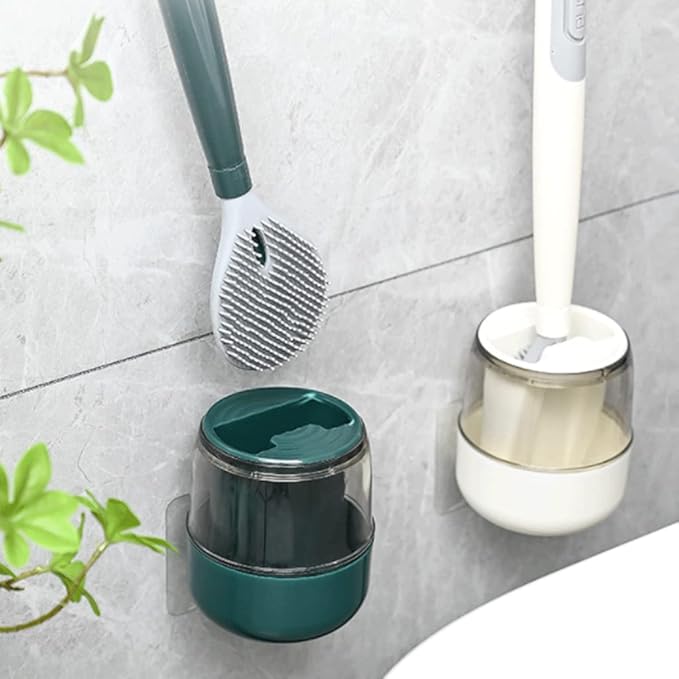 Cepillo de Silicona Flexible para Inodoro con Mango Largo y Colgante de Pared sin Perforación para el Hogar (LG)