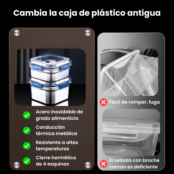 Caja grande para almacenamiento de alimentos de acero inoxidable 316 capacidad 1800 ml