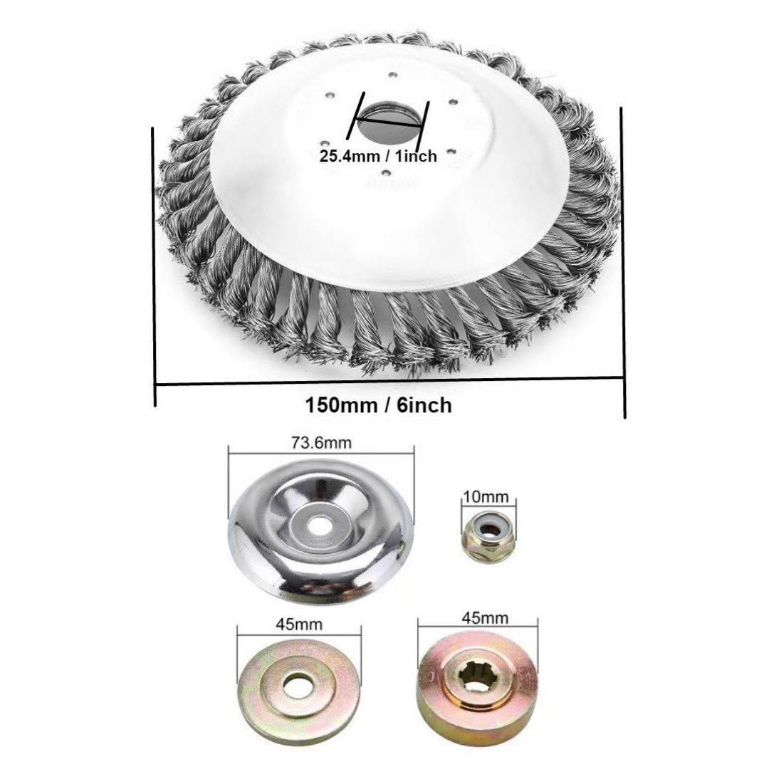 ⚡ Hoja de Corte de Césped de Alambre de Acero Súper Resistente 360° (Incluye Kit de Adaptadores)