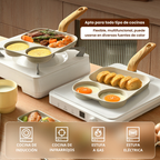 🇪🇸 Sartén de piedra de 4 capas antiadherente, multifuncional con diseño moderno de 3 ángulos