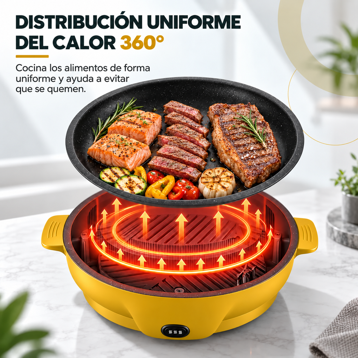 🎁 70% DE DESCUENTO | Sartén de piedra de doble potencia con tecnología de ahorro energético de nueva generación