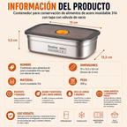 ⚜️ Recipientes Para Alimentos De Acero Inoxidable Alemán 316 Con Tapa Al Vacío