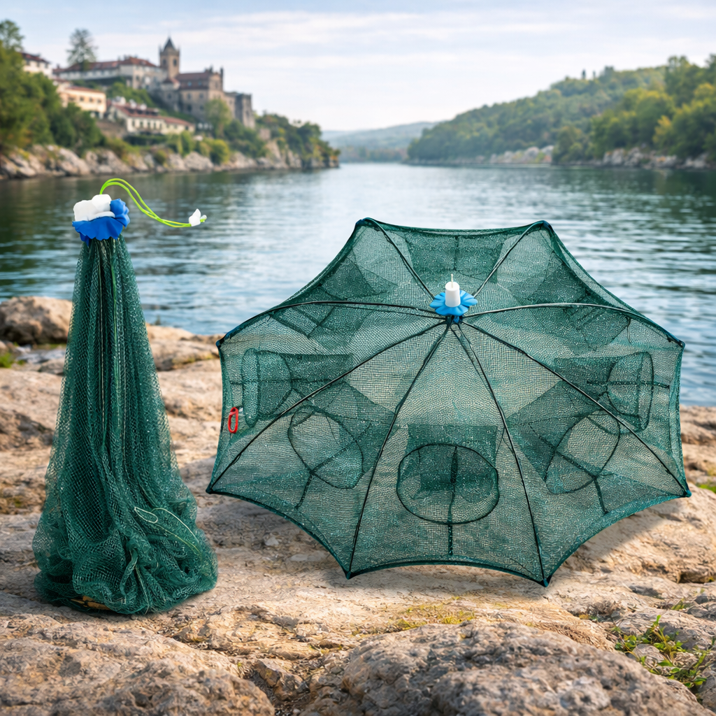 🇪🇸 Jaula Trampa De Pesca Tipo Paraguas De Gran Tamaño Con Múltiples Entradas