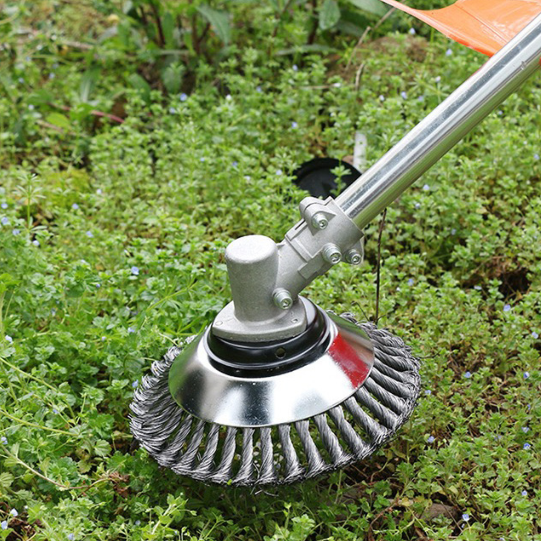 ⚡ Hoja de Corte de Césped de Alambre de Acero Súper Resistente 360° (Incluye Kit de Adaptadores)