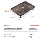Recipiente hermético multifuncional en acero inoxidable 316 (22x15x6 cm)