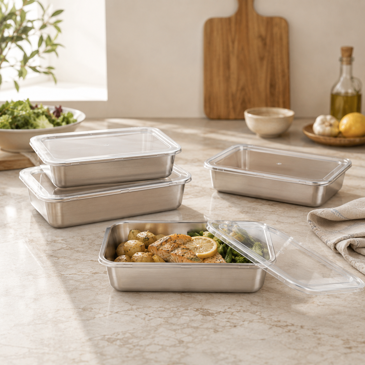Set Tuppers Herméticos — Acero Inoxidable Alemán
