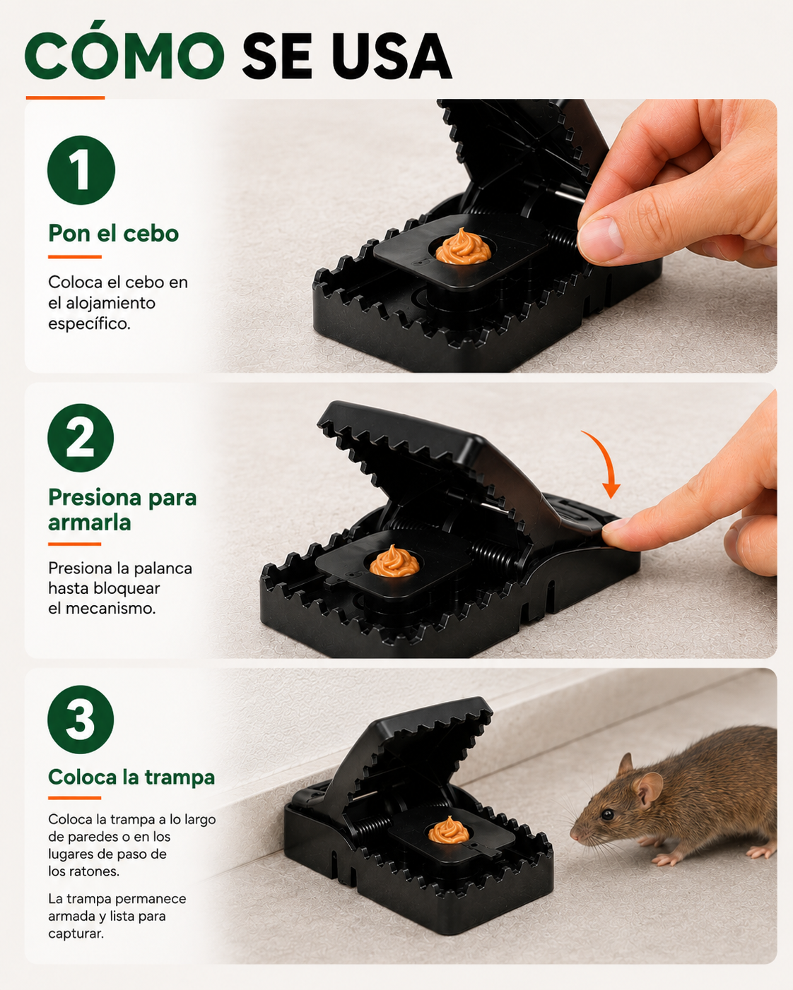 Ratonera de Golpe | Disparo Rápido · Sin Veneno · Reutilizable