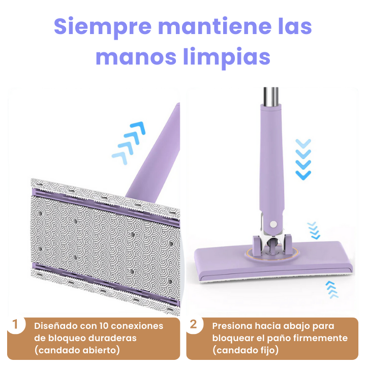 🇪🇸 Mopa con pinza para agarrar el paño en acero inoxidable alemán 304
