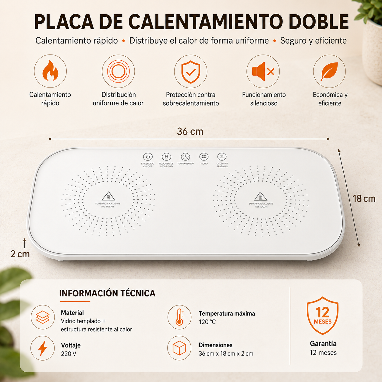 Calientaplatos 3 en 1 | Calienta & Descongela