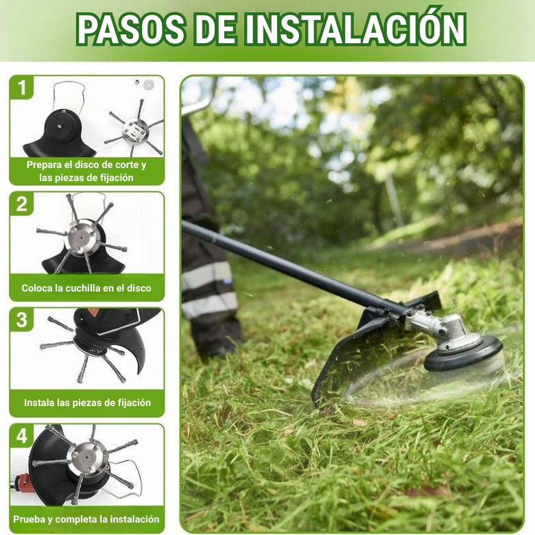 🇪🇸 El cabezal del cortacésped tiene 6 bordes de acero inoxidable (Accesorios incluidos)