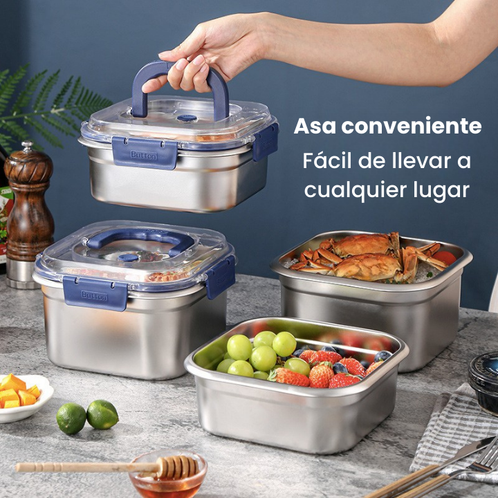 Caja grande para almacenamiento de alimentos de acero inoxidable 316 capacidad 1800 ml