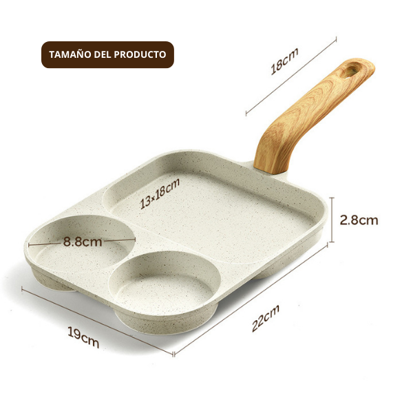 🍳 Sartén antiadherente de 3 esquinas con almohadilla termosensible