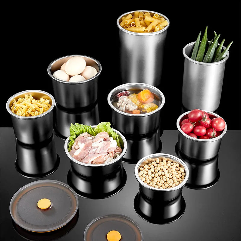 🧀 Caja Redonda de Acero Inoxidable Antibacteriano con Tapa al Vacío