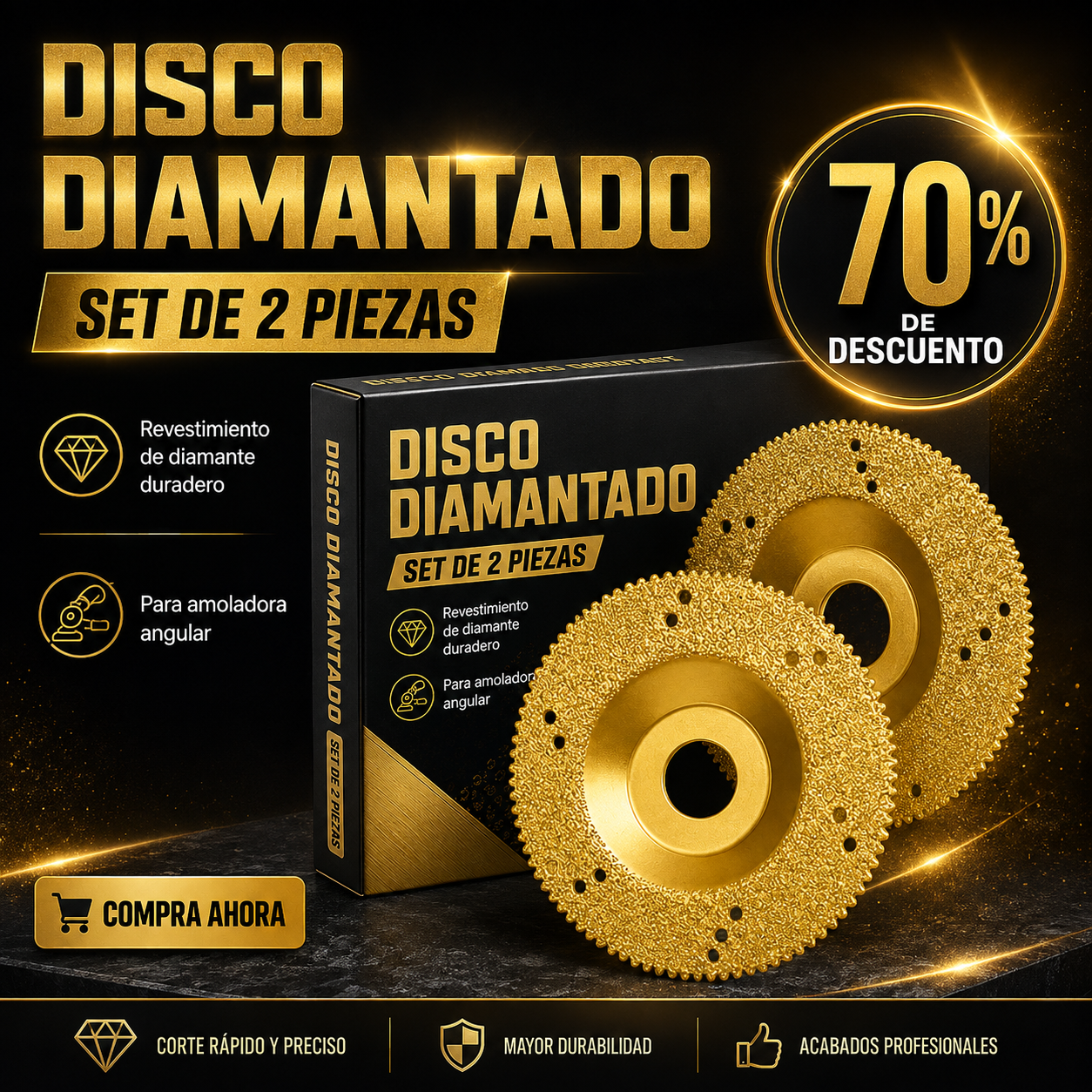 ⚡ DESCUENTO DEL 70% | Disco Diamantado 5 en 1 – Corta, Lija y Moldea en Pocos Segundos