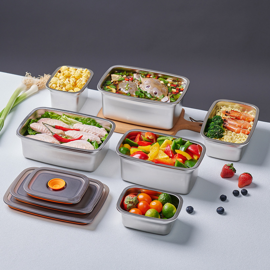 [Set 6 + 🎁3 Gratis] Contenedor de alimentos duradero de acero inoxidable 316 (19 x 13,5 x 5,5 cm) ✨