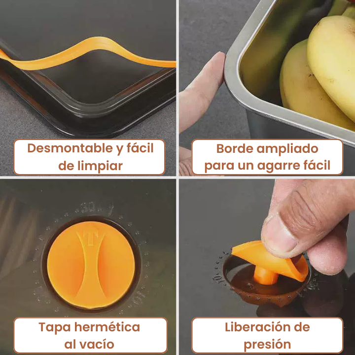 Recipiente hermético multifuncional en acero inoxidable 316 (22x15x6 cm)
