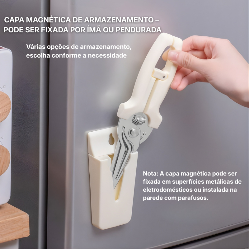 Tesoura de Corte de Ossos em Aço Inoxidável Premium, com Ímã para Fixação na Geladeira