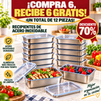 ✨70% DE DESCUENTO | Tupper Hermético Acero Inoxidable 304 - TAMAÑO GRANDE 2400 ML