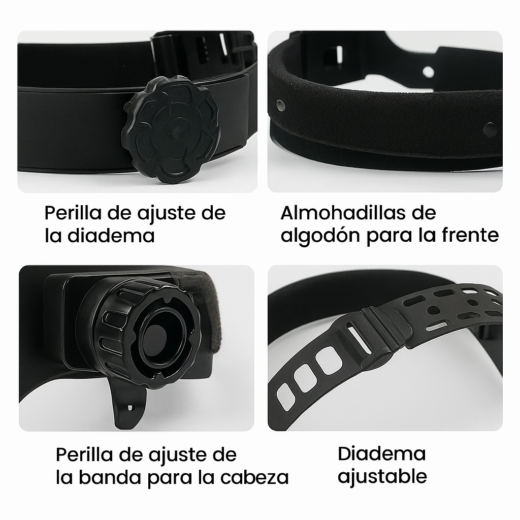 Máscara de Soldadura Automática Oscurecible Premium con Luz LED, Ligera de Cabeza, Protección Ocular Total