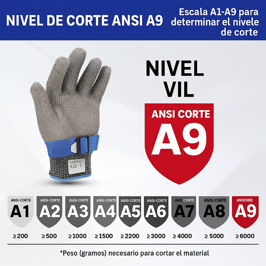 Guante de Malla Inoxidable de 2 Capas – Mantiene Tus Manos Siempre Seguras