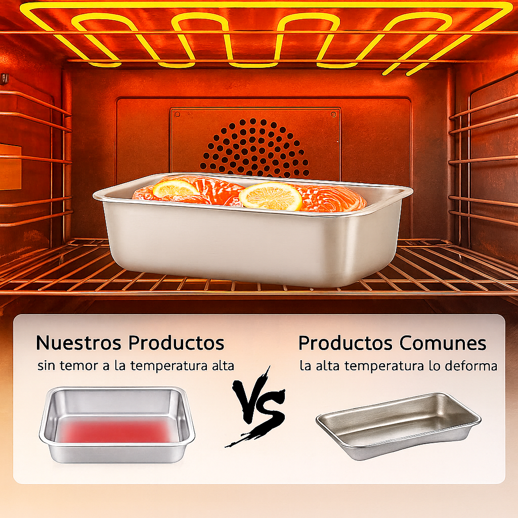 Bandeja de Acero Inoxidable 304 con Tapa Hermética (2.1 L – 26 × 20 × 6 cm) | ¡70% DE DESCUENTO!