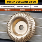 ⚡ Juego de 3 discos de desbaste de acero al carbono resistente para madera (Plano – Curvo – Inclinado)