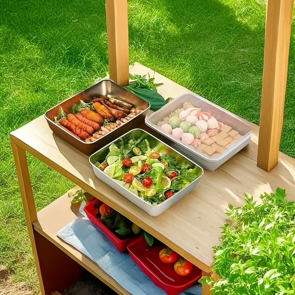 Bandeja de Acero Inoxidable 304 con Tapa Hermética (2.1 L – 25.5 × 19.7 × 5.7 cm) | ¡70% DE DESCUENTO!