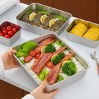 [SET 6 +🎁 3 Gratis] Caja de alimentos de acero inoxidable 304 (25*20*6 cm)