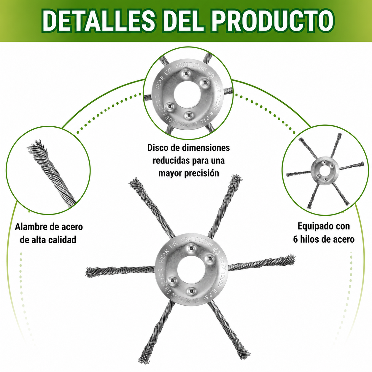💥Descuento Del 70% | Cabezal De Cortacésped Con 6 Hojas De Acero Manganeso Inoxidable