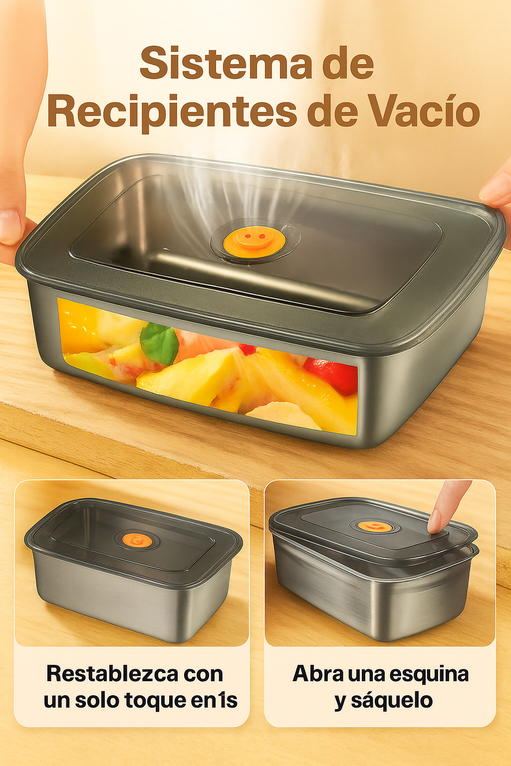 Recipiente Antibacteriano para Alimentos de Acero Inoxidable Inox 316 – 1000 ml | Descuento del 70%