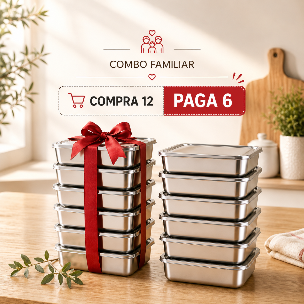 Llévate 12, Paga 6 | Tupper Hermético Acero Inoxidable 304