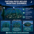 🐟 Red trampa de pesca plegable 96 cm | Múltiples entradas | Para agua dulce