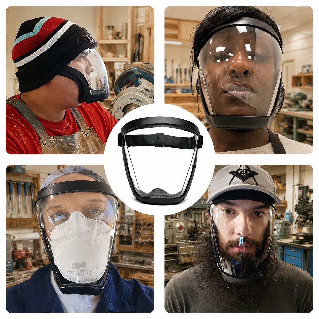 🛡️ La visera protege la cara, los ojos y las vías respiratorias durante el trabajo