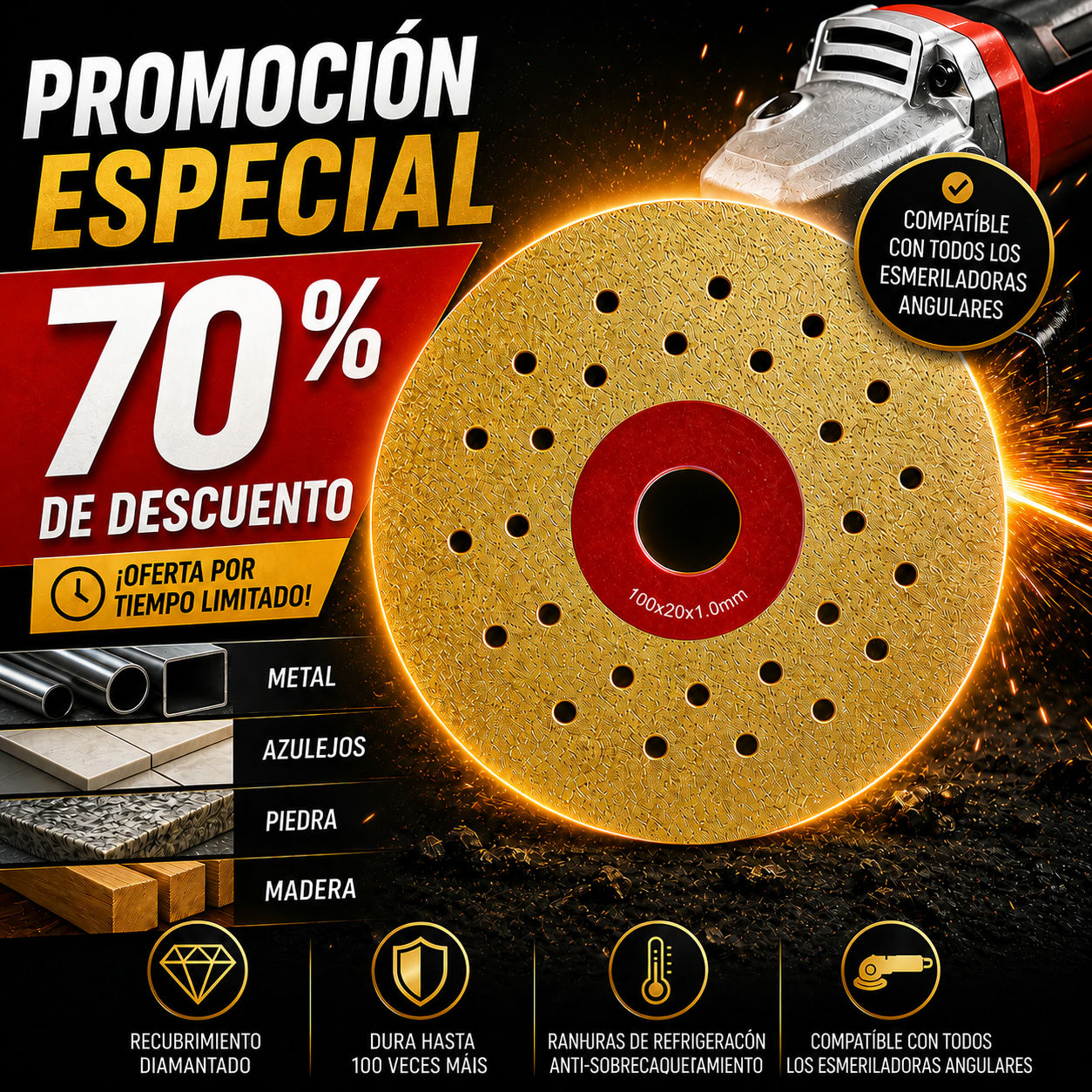 🔥 DISCO DE CORTE Y DESBASTE DE DIAMANTE 2 EN 1 MULTIFUNCIONAL PREMIUM