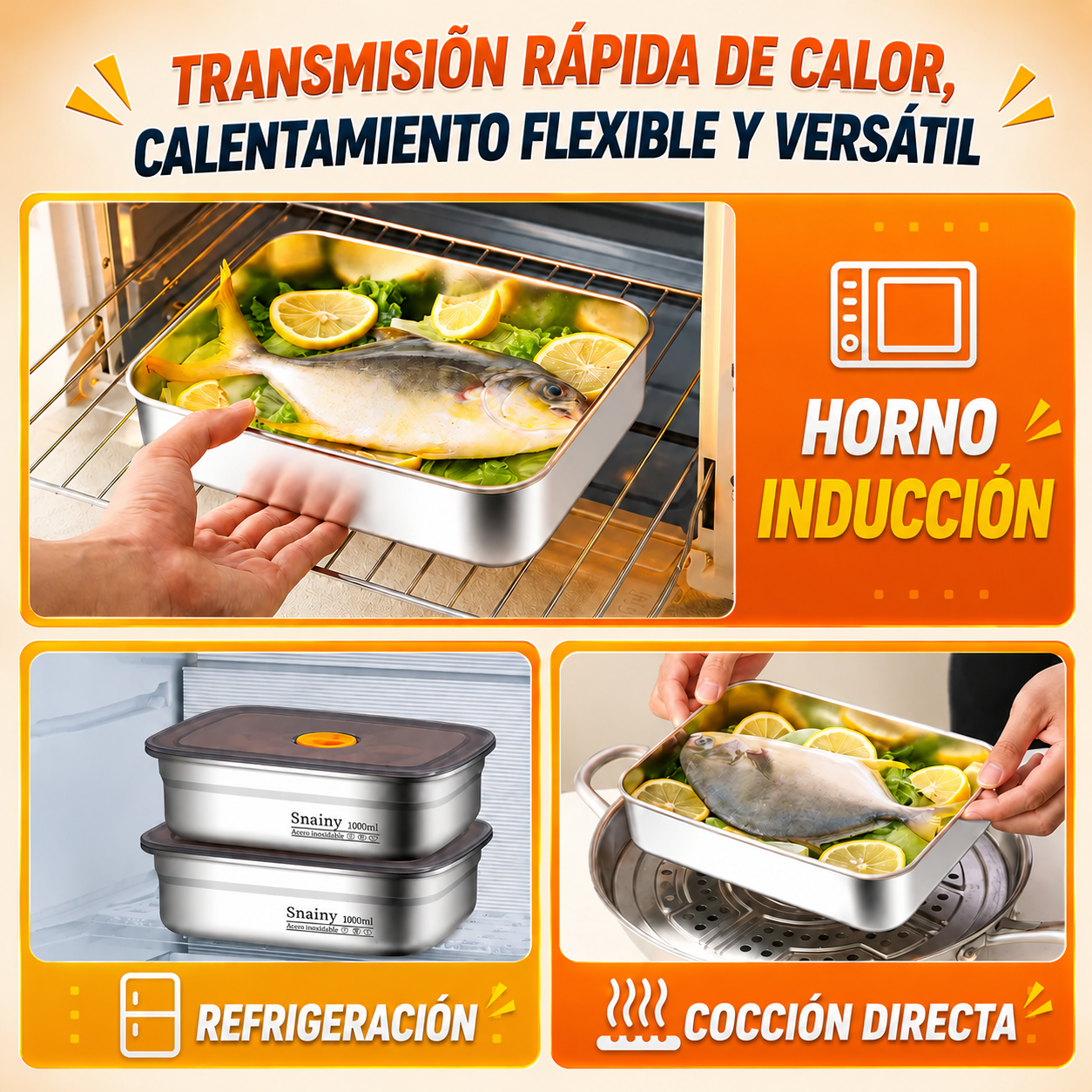 🥘 Recipiente hermético al vacío de acero inoxidable 316